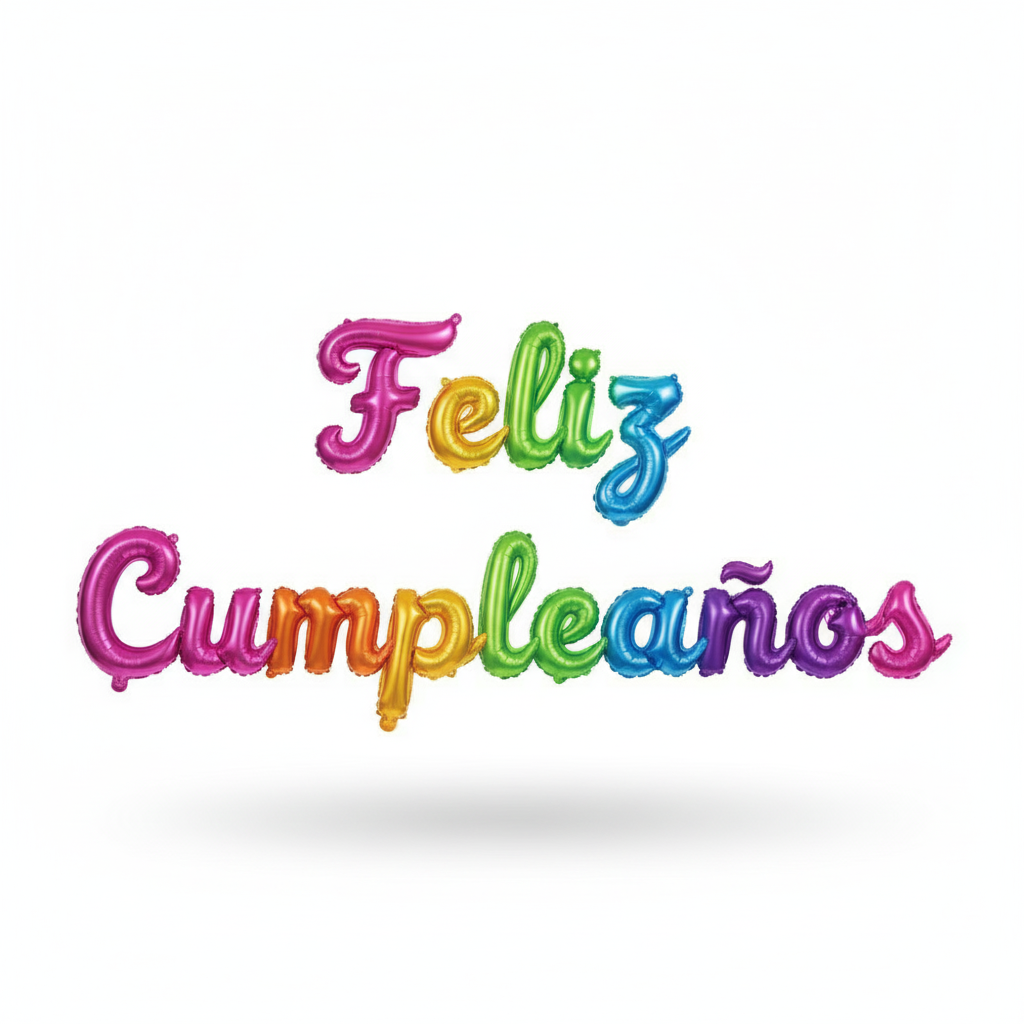 Letrero cursivo "Feliz cumpleaños"