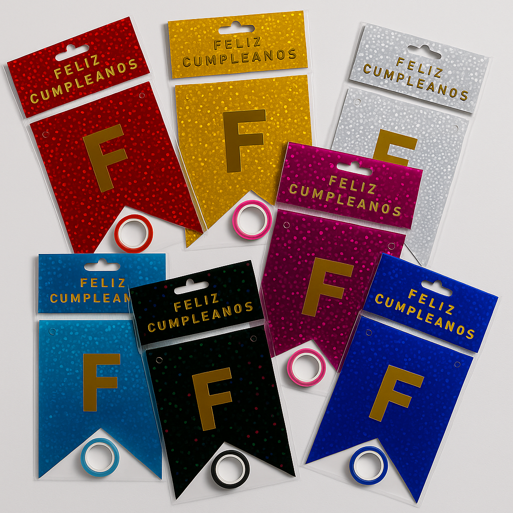 Letrero de Cartón Feliz Cumpleaños Holográfico